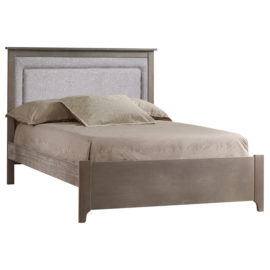 Emerson Double Bed 54" (low profile footboard) with Linen Weave Upholstered Headboard Panel (fog linen)