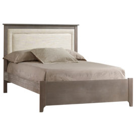 Emerson Double Bed 54" (low profile footboard) with Linen Weave Upholstered Headboard Panel (talc linen)