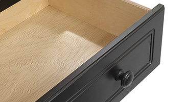 close up of drawer glides