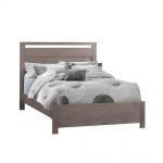 Milano dark wooden double bed with grey and black sheets