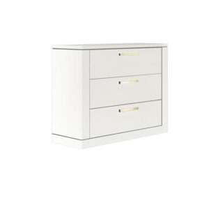 Milano sleek white 3 drawer dresser