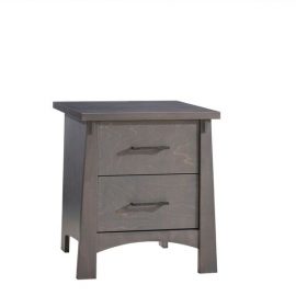 Dark wooden nightstand with two drawers