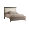 Emerson dark wood double bed with white linen upholstered panel