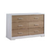 Vibe White double dresser with 6 drawers of natural oak wood facades