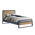 graphite wood twin bed with natural oak wood panel