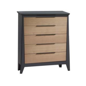 Flexx 5 drawer dresser in graphite with natural oak wood facades
