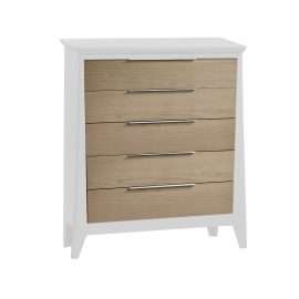 Flexx 5 Drawer Dresser in White and Natural